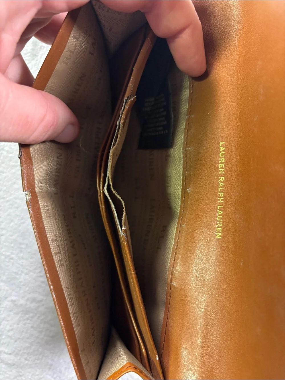 Lauren Ralph Lauren Brown Leather Belted Continental Wallet Clutch LRL